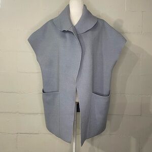 Picadilly Fashion Light Blue Gray Wool Blend Open Front Vest